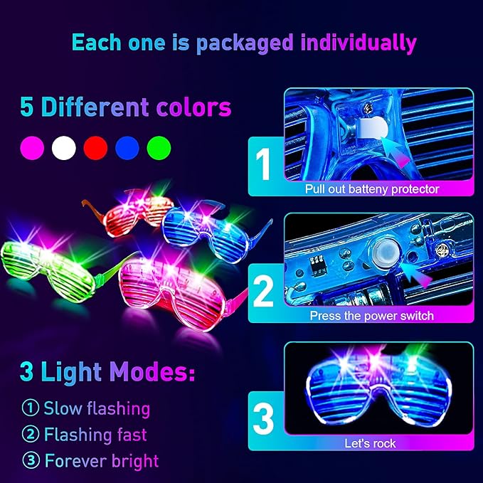 248 PCS Glow Party Supplies, Glow in the Dark Party Favors 24PCS Foam Glow Sticks, 24PCS LED Glasses and 200PCS Glow Sticks Bracelets, Neon Party Favors for Wedding,Concert,Raves and Birthday