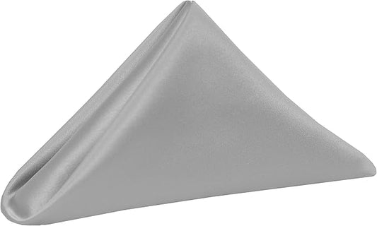 Ultimate Textile Silver Bridal Satin Wedding Napkins 17" x 17" (Set of 120) - Cloth Napkins Bulk Set, Wrinkle & Stain Resistant Polyester for Events