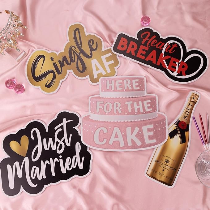 (Wedding Pack) Elevate Your PhotoBooth Experience with Durable & Waterproof Props - Perfect for Weddings, Birthdays, & Photo Booth Businesses - PVC Foamboard Adult Party Photo Props