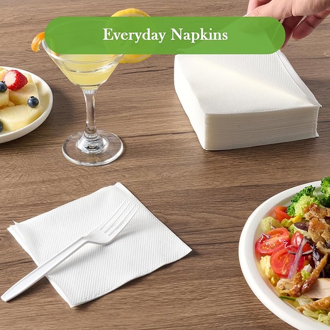 ECOLipak Lunch Napkins Bulk, 1000 Count Everyday Paper Napkins, 6.5×6.5 Inch Folded, 2-Ply Soft And Absorbent for Dinner, Gathering, Bar, Restaurants(13×13 Inch Unfolded)