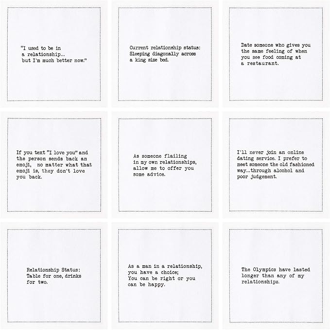 Five Star Funny Realationship Quotes | White Cotton Cocktail Napkins | 50 Luxury Disposable Beverage Napkins with Witty Bar Quotes | Drink Napkins for Parties, Bars, Weddings & Game Nights