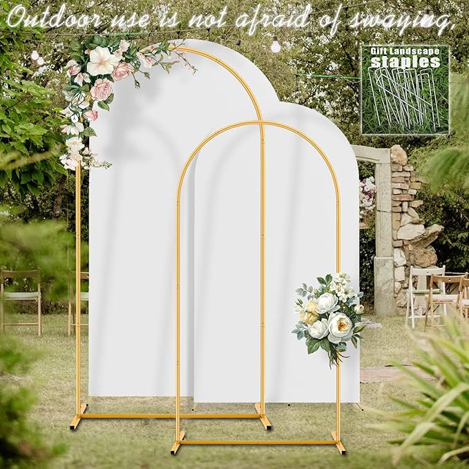 Arch Backdrop Stand and Cover Set (7.2ft,6ft) Birthday Party Wedding Ceremony Bridal Baby Shower Event Decor Gender Reveal (White, 7.2Ft+6Ft)