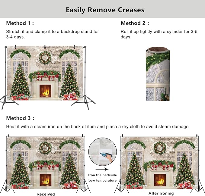 YongFoto Christmas Fireplace Backdrop 8x6.5ft Room Christmas Trees Red Socks Vintage Wall Photography Background New Year Xmas Eve Family Winter Holiday Party Banner Photoshoot Wallpaper Photo Booth