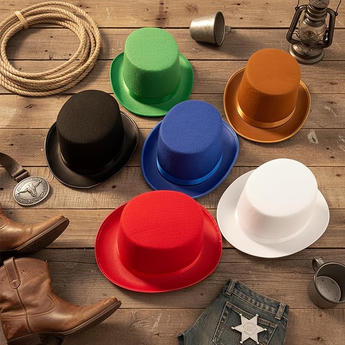 SATINIOR 12 Pcs Felt Top Hats Bulk Costume Hats for Men Women Magician Steampunk Dress up Movie Night Cosplay Party Supplies