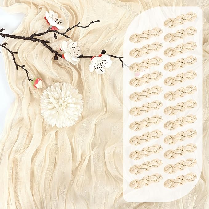 25 Pack Ivory Cheesecloth Table Runner 17 x 108 Inch Fall Thanksgiving Boho Rustic Farmhouse Gauze Cheese Cloth Runner for Wedding Party Baby Shower Home Decor Holiday Decorations