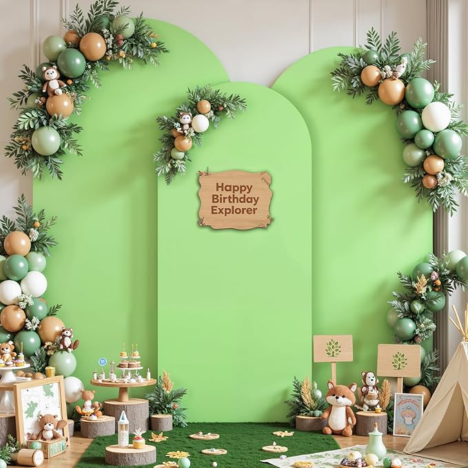 Light Sage Green Arch Cover 3 Set - 4FT, 5FT, 6FT Arch Backdrop Cover Spandex Fitted Wedding Arch Stand Covers for Baby Shower Birthday Party Wedding Bridal Shower Banquet Photo Background Decorations