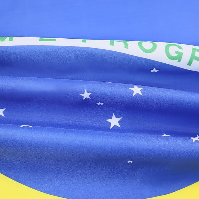 AZ FLAG Set of 10 Brazil Flags – 150 x 90 cm – Brazilian Flag 100% Polyester with Integrated Metal Eyelets