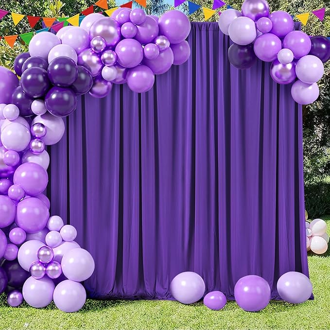 30ft×10ft Wrinkle Free Dark Purple Backdrop Curtain for Party, 6 Panels 5ft×10ft Soft Silky Polyester Purple Photo Backdrop Drapes for Birthday Baby Shower Wedding Photography