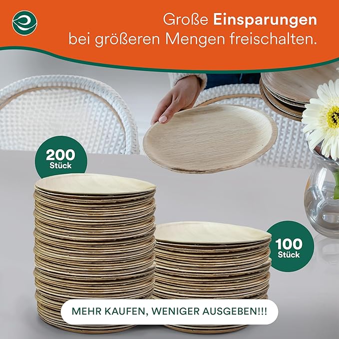 ECO SOUL Palm Leaf Plates 8"(400 Count) Round Compostable Bamboo Plates Heavy- Duty, Biodegradable Eco-Friendly Dinnerware for Party Dinner, Wedding, Holiday & Event