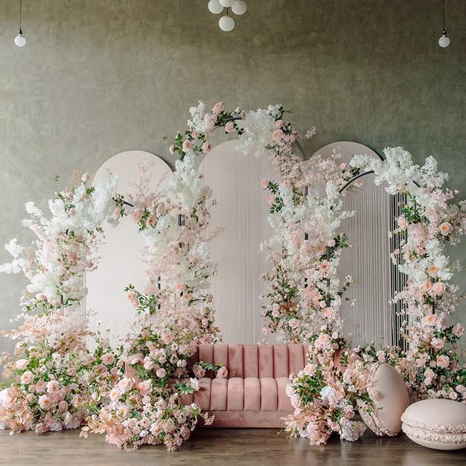 Metal Wedding Arch Backdrop Stand,3-Piece Arch Backdrop Stand for Wedding Ceremony Bridal Party Birthday Party Balloon Arch Decoration(Black)