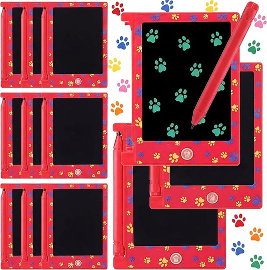 Nezyo 12 Pack Dog Paw Party Favors, 4.6'' Kids LCD Writing Tablet Mini Drawing Tablet Doodle Scribbler Boards for Boy Girl Child Gifts, Dog Paw Birthday Party Supplies, Goodie Bags Stuffers