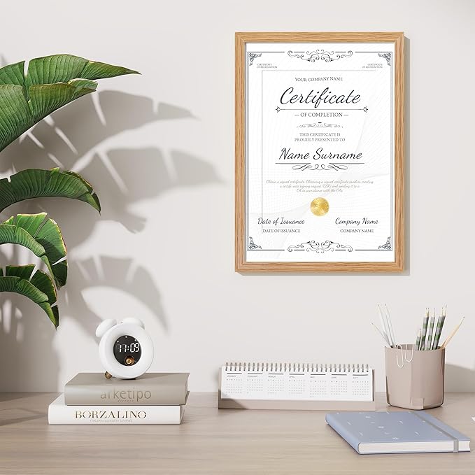 Axeman A3 Picture frame, Solid Oak Wood 11.7 x 16.5 inch Poster Frames with Mat 8.3 x 11.7 for Photo, A3 Size Frames Matted to A4 Print, 11.7x16.5 Wall Hanging Frame,Tempered Glass, Oak