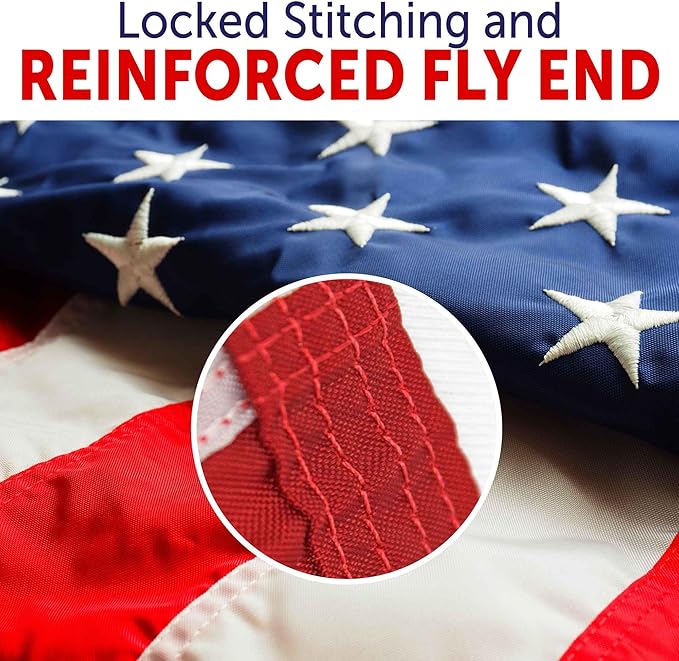US Flag 6 x 10 ft: 100% American Made – 2 Ply Polyester - Embroidered Stars and Sewn Stripes