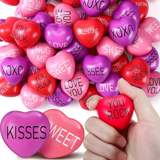 150pcs Heart Stress Balls Bulk 1.5 Inch Valentine‘s Day Gift Toys Foam Motivational Stress Balls for Fidget Anxiety Relief Adults Party Favor Wedding Carnival