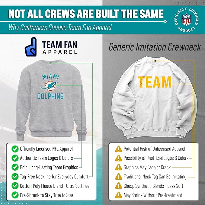 Team Fan Apparel NFL Adult Gameday Football Crewneck Sweatshirt - Cotton Blend - Stay warm, comfortable & stylish on game day