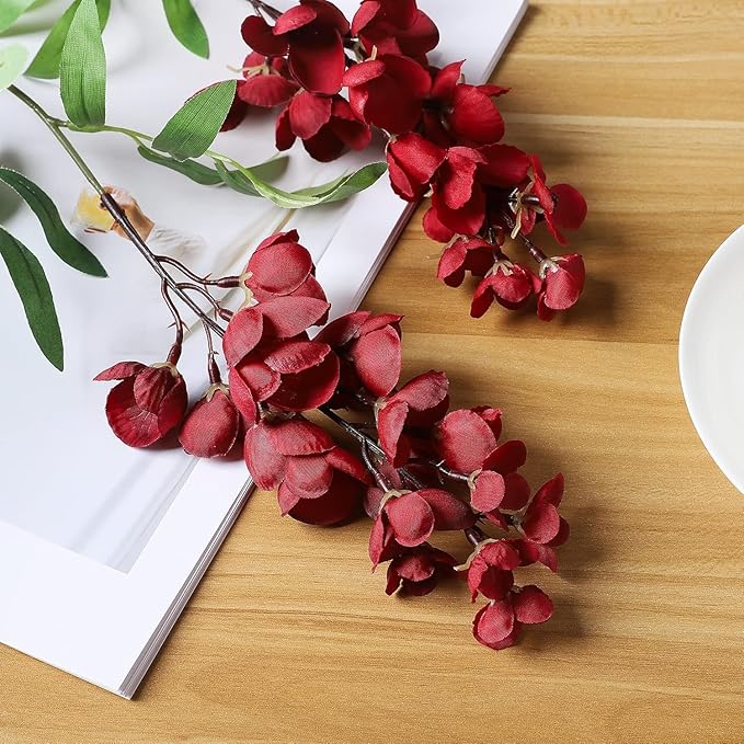 Duovlo 4Pcs 6.6Ft/Piece Imitation Silk Wisteria Garland Hanging Flower Vine for Home Outdoor Garden Ceremony Wedding Arch Floral Decor (Red)