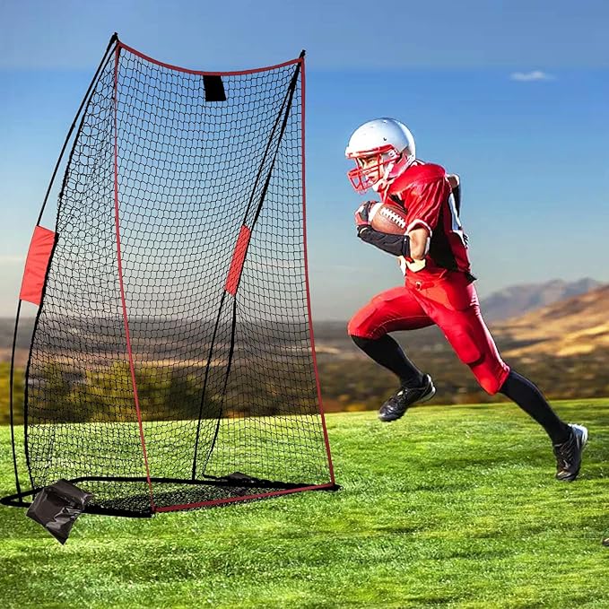 Football Kicking Cage Net - Heavy Duty Portable Training Net with Steel Frame for Backyard Indoor Outdoor Field Goal Training & Punting Passing Kicking Practice - Kids & Adults Use