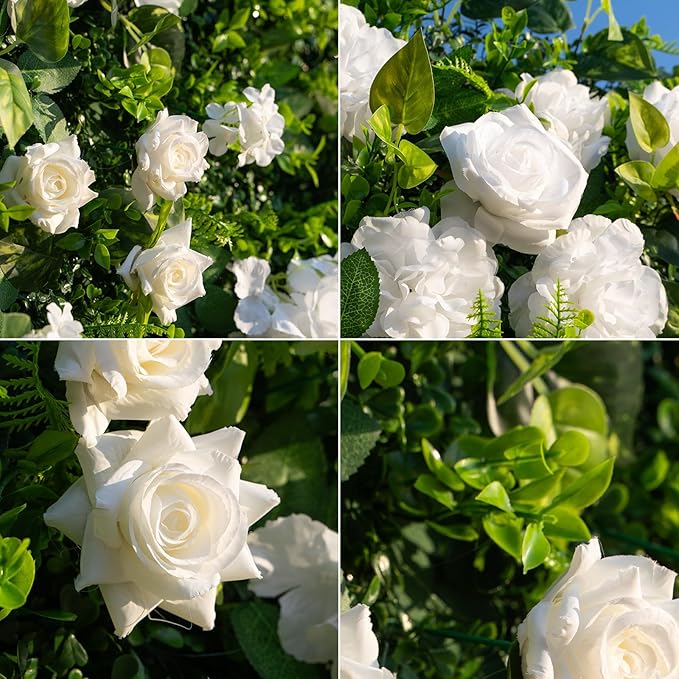 Artificial Luxury‌ Flower Wall Backdrop, Gorgeous 3D Silk Floral Backdrop for Wedding, Baby Shower, Party and Home Decor, Quick Assembly/Storage, Eco ＆ Pet Friendly, 2 pcs, Each Panel 2 * 8 ft.