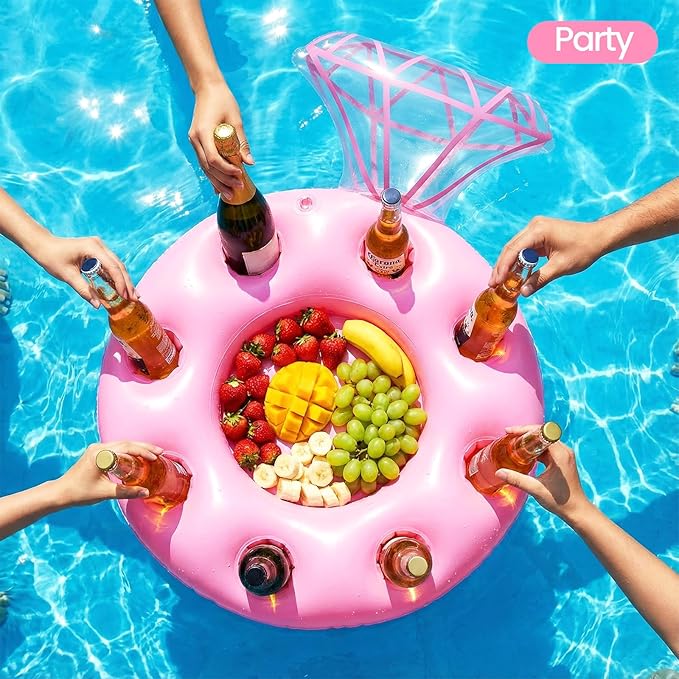 Zeraty Inflatable Pool Float Diamond Ring for Adults, Glitter Bachelorette Party Wedding Decorations Bridal Shower Gifts, Engagement Photo Prop, Swim Tube Beach Backyard Pool Lounging Supports 265 lbs