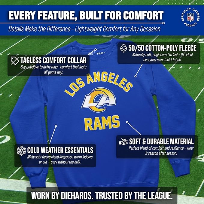 Team Fan Apparel NFL Adult Gameday Football Crewneck Sweatshirt - Cotton Blend - Stay warm, comfortable & stylish on game day