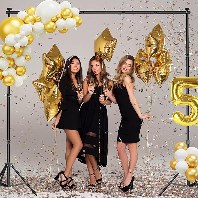 Heavy-Duty Backdrop Stand 10x8.5 ft, Upgrade Telescopic Adjustable Photography Backdrop Stand for Parties, Stage Decoration Stand with Clamps, Sandbags, Carring Bag