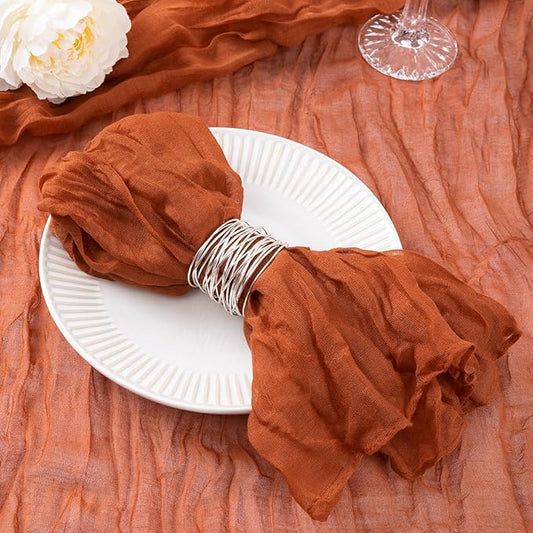 100 Pack Terracotta Cheesecloth Napkins Burnt Orange Spring Cloth Napkins Set of 100 Dinner Napkins Bulk 21x21 Inches for Wedding Bridal Shower Baby Shower Valentine's Day