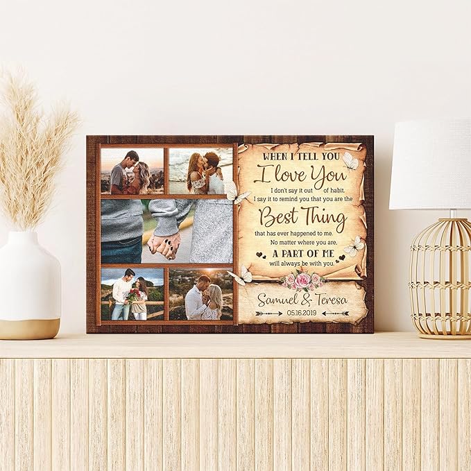 Dem Canvas Personalized Couple Canvas Prints, Custom Love Photo And Name, When I Tell You I Love You, Happy Wedding Gifts For Couple Anniversary Valentines Engagement Gift For Couples