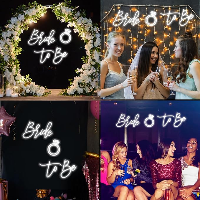 Edussy 37.39 * 9.45Inch Large Bride to Be Neon Sign for Backdrop Wall Decor with Dimmer Switch, Warm White 12V Reusable Neon Light Sign for Bridal Shower Bachelorette Engagement Party