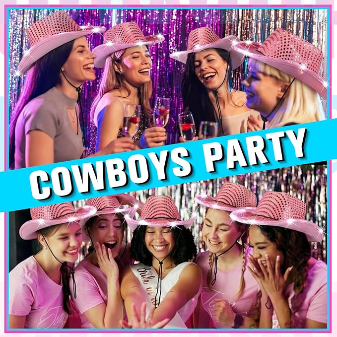 LED Lights Cowboy Cowgirl Hat Flashing LED Lights Cowgirl Hat for Wedding Western Bachelorette Party