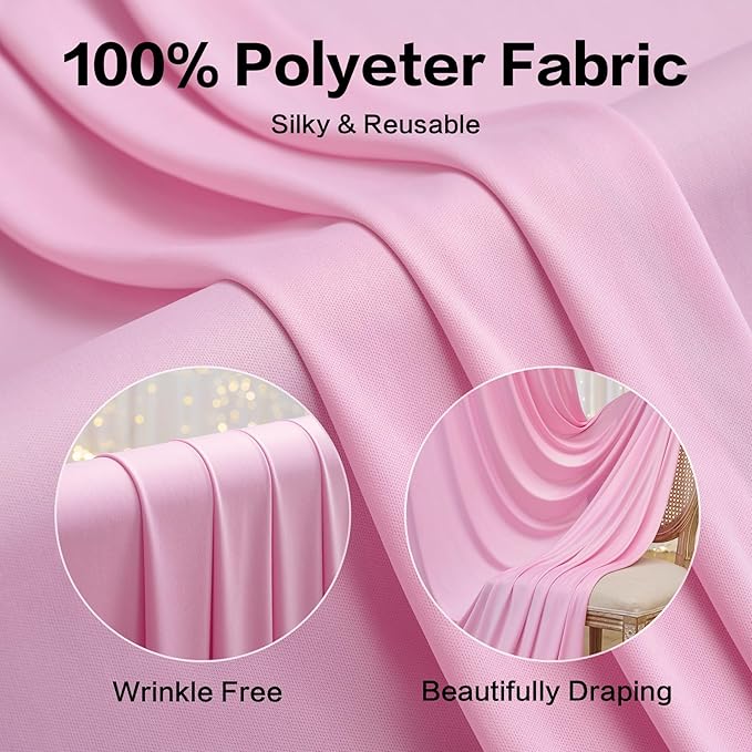 20ftx15ft Baby Pink Wrinkle Free Backdrop Curtain for Parties-Silky Polyester Fabric Wedding Ceiling Drapes-4 Panels 15ft Long Photo Backdrop Drapes for Baby Shower Photography Stage Background Cloth