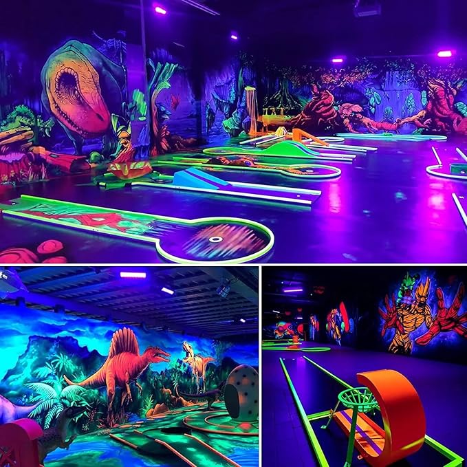 3 Pack 150W LED Black Lights, Blacklight Flood Light Outdoor with Plug and Switch, IP66 Waterproof for Dance Party, Glow in The Dark, Halloween Lights, Body Paint, Fluorescent Poster