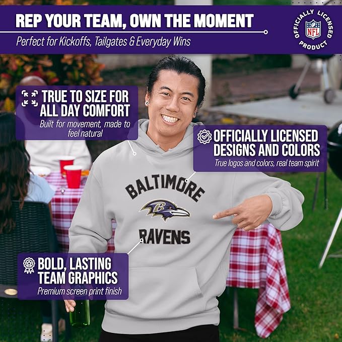 Team Fan Apparel NFL Adult Gameday Hooded Sweatshirt - Poly Fleece Cotton Blend - Stay Warm and Represent Your Team in Style