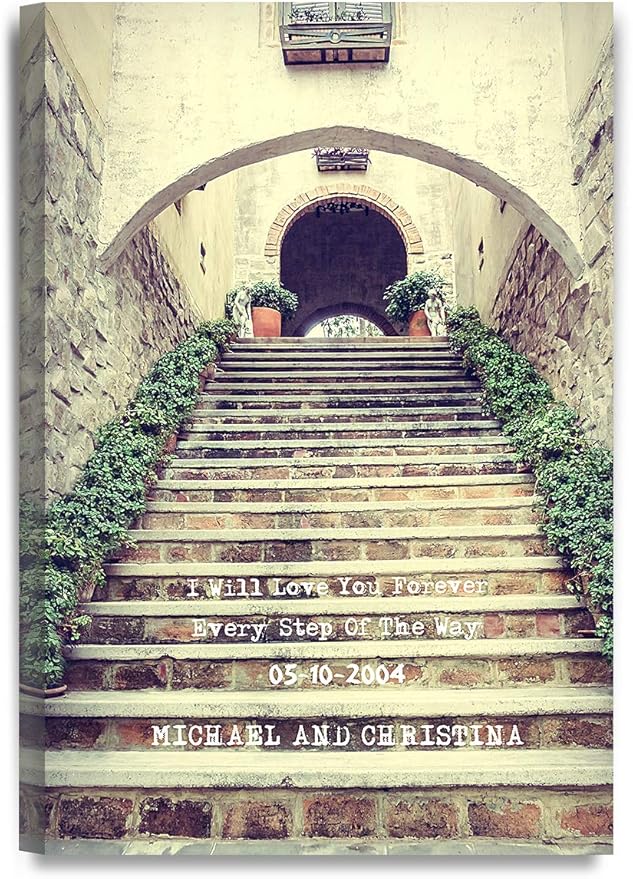 IPIC - Love You Every Step, Personalized Artwork with Names and Date on, Customized Gift for Anniversary,Wedding,Birthday and Holidays. 24x16