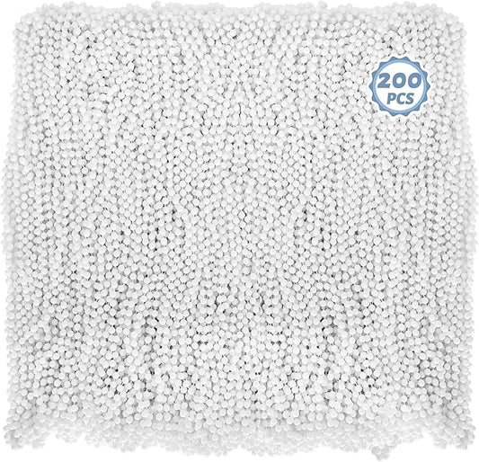200 PCS Beaded Necklace, 33" Mardi Gras Beads, White Bead Necklace Bulk, Mardi Gras Party Costume Accessories Parade Throws Beads Bulk for Wedding Pirate Party Favors Supplies Decor