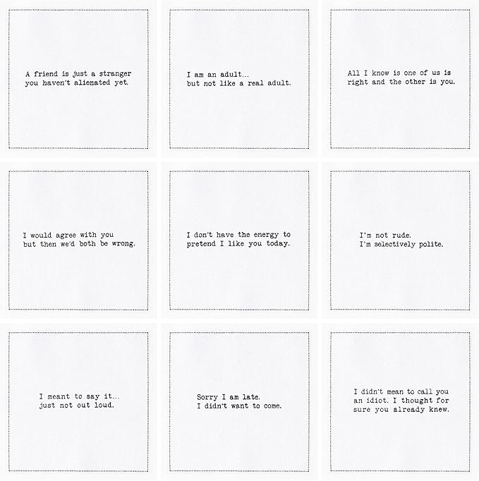 Five Star Funny Subversive Quotes | White Cotton Cocktail Napkins | 50 Luxury Disposable Beverage Napkins with Witty Bar Quotes | Drink Napkins for Parties, Bars, Weddings & Game Nights