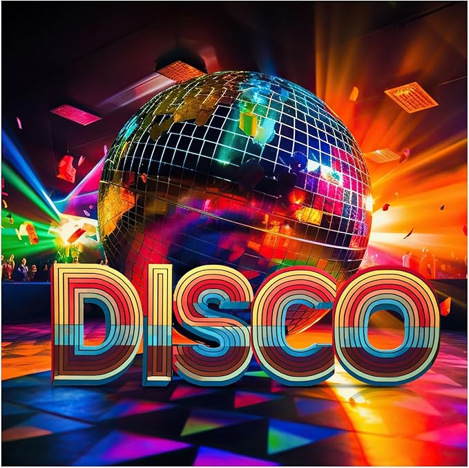 Bucherry 7.8ft Colorful Disco Letters Cardboard Cutout Stand up Life Size 70s 80s 90s Themed Party Decoration Backdrop Photo Props Standup for Birthday Hip Hop Retro Theme Party Supply