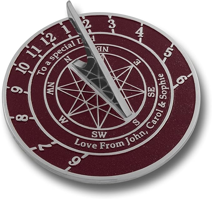 The Metal Foundry Personalized Aluminum Sundial Gift. This Unique Gift Idea for Him Or Her is Cast with Your Message and Will Make The Perfect Present for Birthday, Anniversary Or Christmas