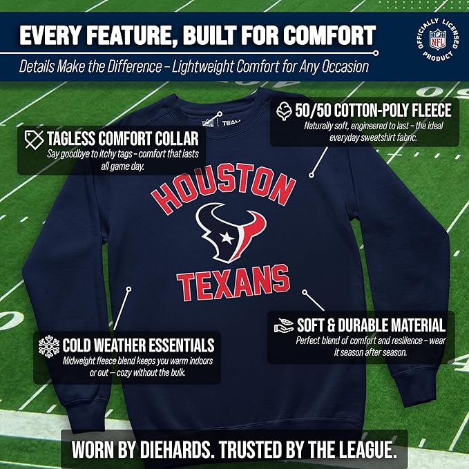 Team Fan Apparel NFL Adult Gameday Football Crewneck Sweatshirt - Cotton Blend - Stay warm, comfortable & stylish on game day