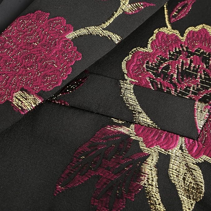 Cloudstyle Mens 2 Piece Floral Dress Suit One Button Dinner Tuxedo Jacket & Pants