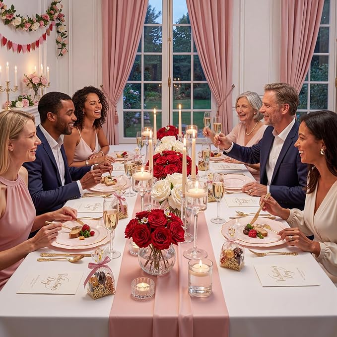 WDF 100pcs Pink Plastic Plates - High-end Baroque Design - Pink and Gold Plates for Upscale Party & Valentine's Day - Including 50 Disposable Plate 10.25inch, 50Salad Plate 7.5inch
