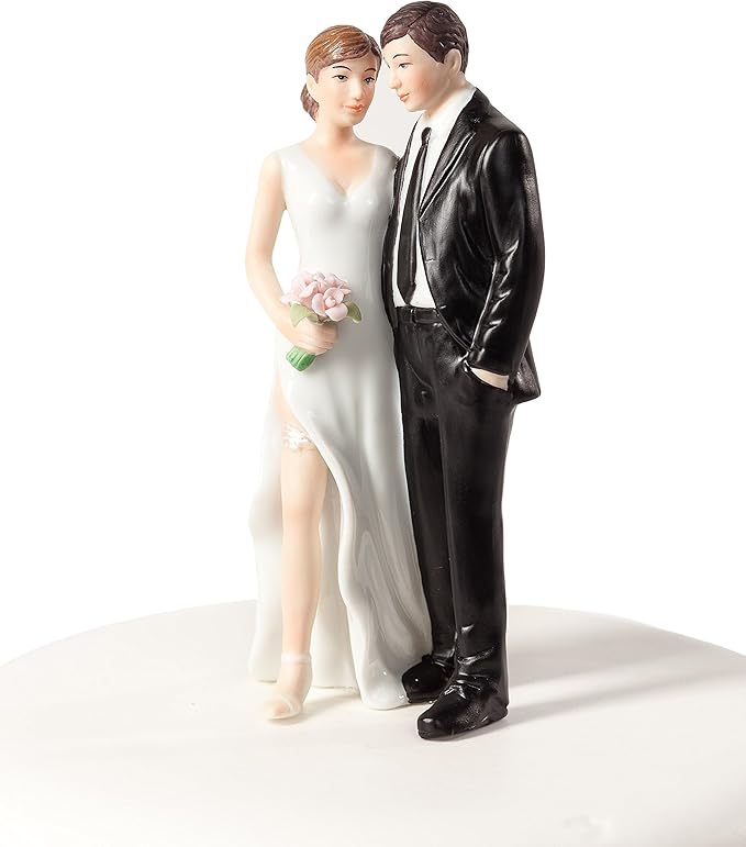 Wedding Collectibles Funny Sexy Tender Touch Wedding Cake Topper with Bride and Groom | Fun, Sexy, Humorous Figurine | Fine Porcelain | 5.25 Inches