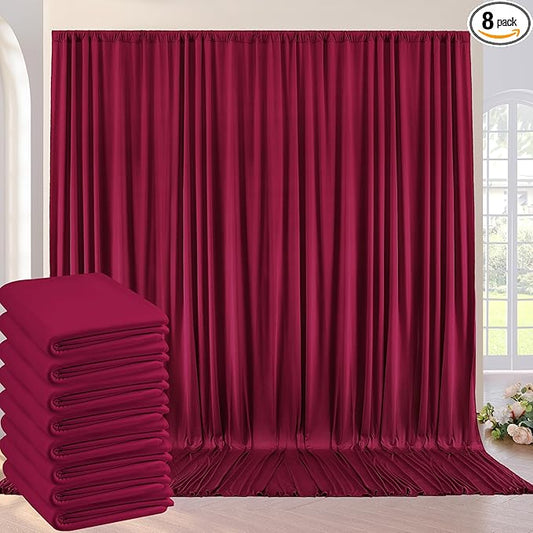 40ft×10ft Wrinkle Free Burgundy Backdrop Curtain for Parties, 8 Panels 5×10ft Soft Silky Polyester Wine Red Photo Backdrop Drapes for Wedding Birthday Christmas Photography Back Drop Cloth