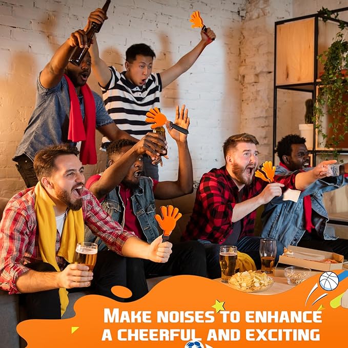 Junkin 100 Pcs Hand Clappers Bulk 7. 5 x 3. 5 Inches Noise Makers Party Favors Clapping Noise Maker Clacker for Birthdays Game Prizes Rewards Football Sporting Events Cheers Supplies (Black Orange)