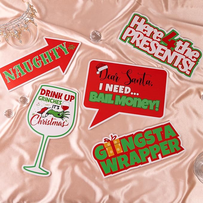 (Christmas) Elevate Your Photo Booth Experience with Our Durable & Waterproof Pack of Signs-Perfect for Weddings, Birthdays, and Photo Booth Businesses - PVC Foamboard Photo Props