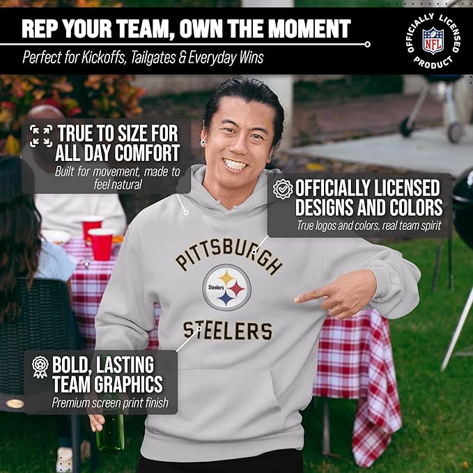 Team Fan Apparel NFL Adult Gameday Hooded Sweatshirt - Poly Fleece Cotton Blend - Stay Warm and Represent Your Team in Style