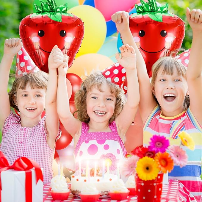 Kasyat 2 Set Strawberry Party Balloon Column Stand Kit Strawberry Red and Pink Foil Balloons Arch Garland Kit for Berry Sweet First Theme Baby Shower Birthday Party Decorations