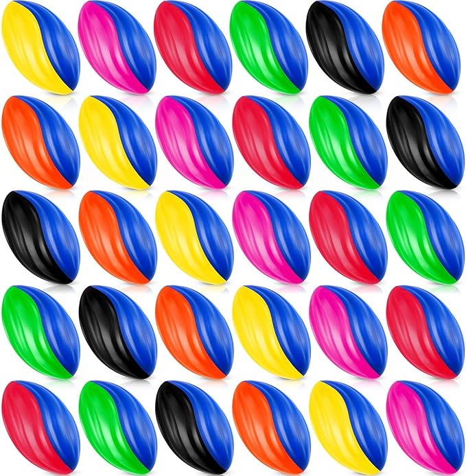 Jerify 30 Pack Mini Footballs Bulk 5 Inch Spiral Foam Football Small Soft Sports Toy for Indoor Outdoor Kids Football Play Game Foot Ball Party Supplies(Bright Color)