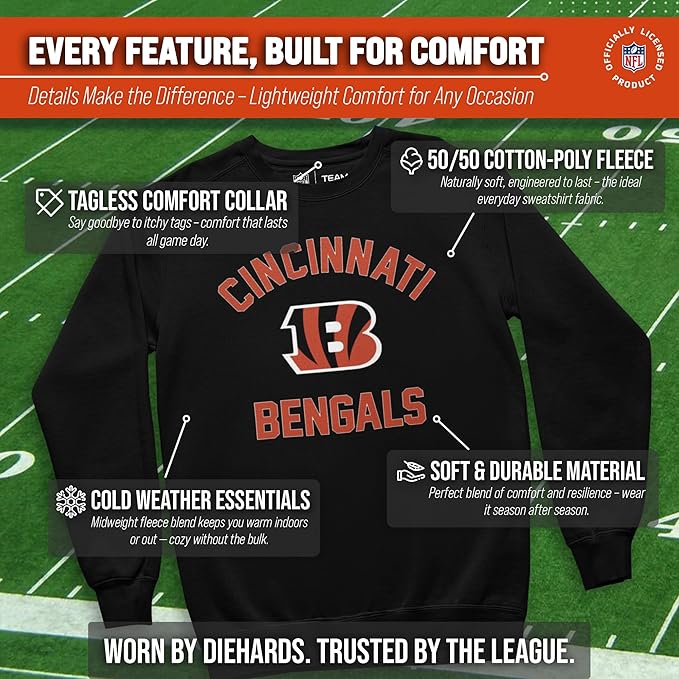 Team Fan Apparel NFL Adult Gameday Football Crewneck Sweatshirt - Cotton Blend - Stay warm, comfortable & stylish on game day