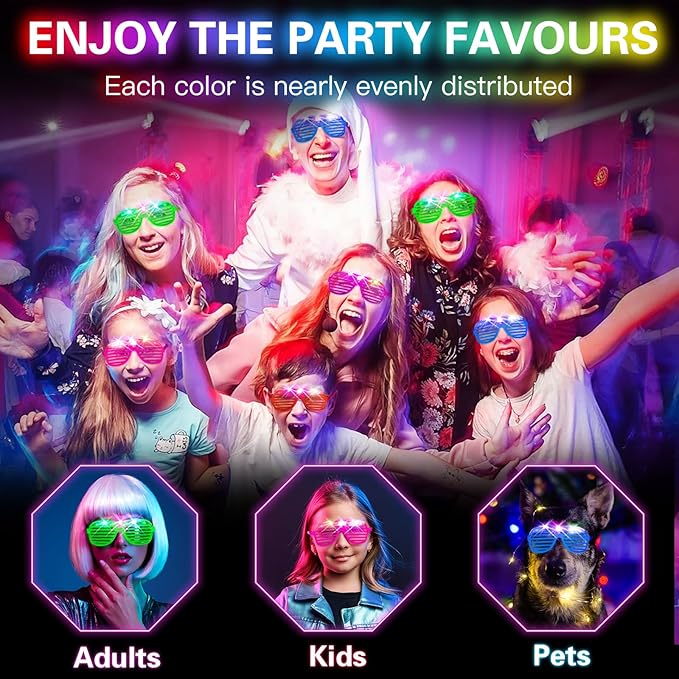 Valentines Day Gifts, 180 PCS New Year Light Up Glasses, Glow In The Dark Party Supplies, LED Glasses, Neon Flashing Glasses Bulk for Kids and Adults, Glow Glasses for Glow Party, Wedding, Birthday