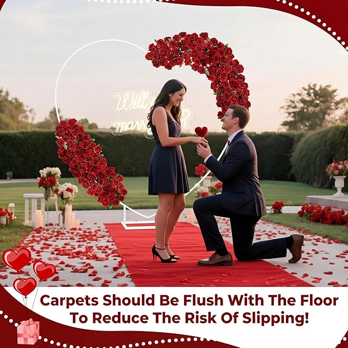 Breling 6.6ft Large Metal Heart Arch Stand and Will You Marry Me LED Neon Light Sign Backdrop for Outdoor Proposal Wedding Engagement Bridal Valentine and Birthday Party Decor (Red)